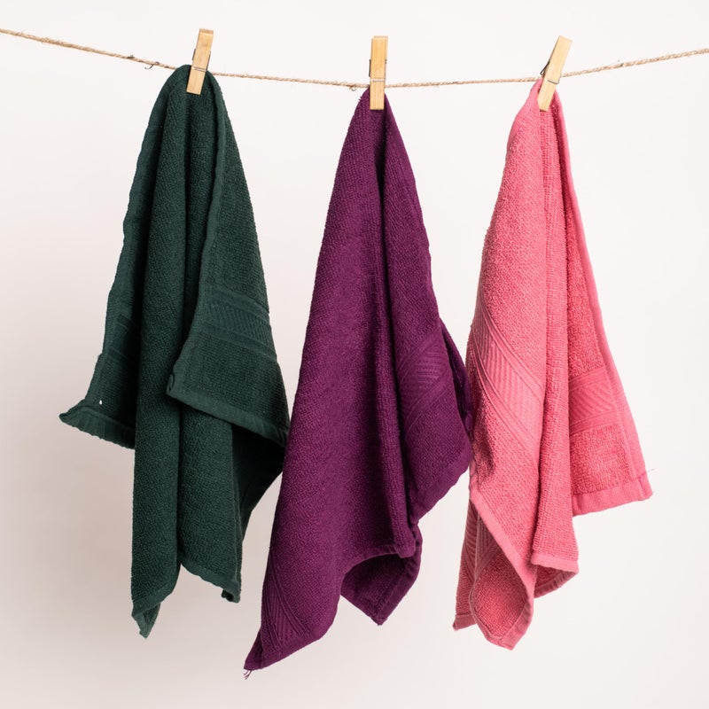 Furnofy 450 GSM Hand Towel Set of 3 Soft, Absorbent & Quick Dry Towel for Gym, Home, Kitchen, Pool, Travel - (40x60 cm, Pink, Magenta, Olive) - Image 2