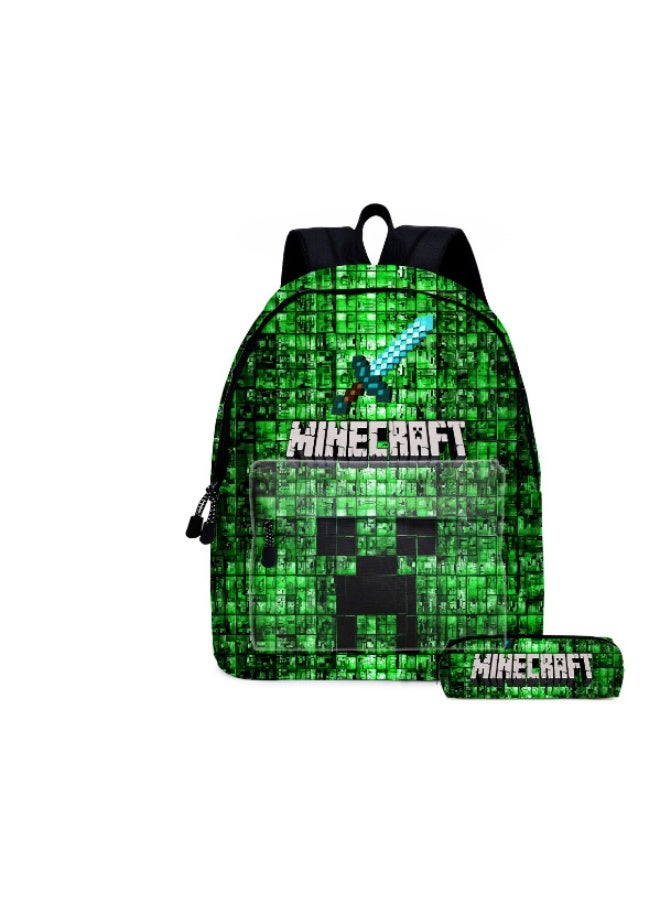 Minecraft backpack pencil case two-piece suit men and women leisure sports travel backpack student school backpack - Image 1