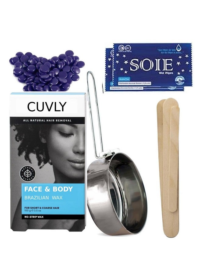 CUVLY Brazilian Beans Wax for Women, Face Wax | 100g Stripless Wax for Upper Lip, Chin, Underarms, Bikini, Legs, and Brazilian | For Sensitive Skin | No-Strip Wax, Katori Waxing Kit, Full Body Hair Removal Kit - Image 1