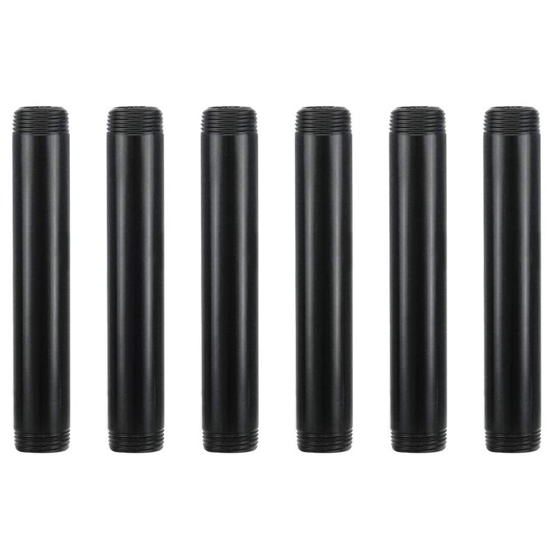 GeilSpace 6 Pack 3/4" Ã— 6" Pre-Cut Black Metal Pipe, Industrial Steel Fits Standard Three Quarters Inch Black Threaded Pipes and Fittings - Vintage DIY Industrial Shelving (3/4" Ã— 6")