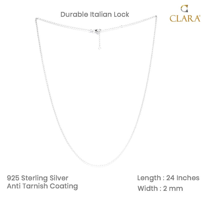 CLARA Pure 925 Sterling Silver Cable Men Chain Necklace in 24 inches | Gift for Men and Boys| With Certificate of Authenticity and 925 Stamp - Image 4