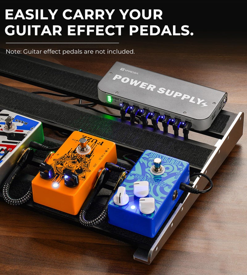 Vangoa Guitar Pedal Board with Case, Aluminum Alloy Sturdy Pedalboard for 6-8 Powered Pedals for Electric Guitar with Pedal Tape, 18.1" x 11.8", 2.8 lb, Medium VPB-L45 - Image 4