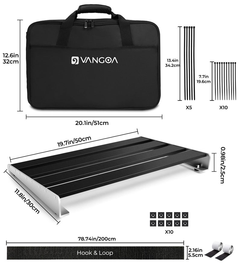 Vangoa Guitar Pedal Board with Case, Aluminum Alloy Sturdy Pedalboard for 6-8 Powered Pedals for Electric Guitar with Pedal Tape, 18.1" x 11.8", 2.8 lb, Medium VPB-L45 - Image 3