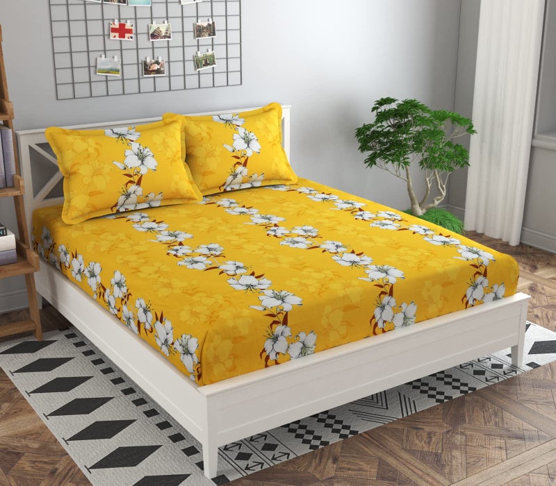 Akshya Elastic Fitted bedsheet King Size Glace Cotton with 2 Pillow Cover | Elastic Fitted bedsheets King Size | Fitted bedsheets King Size - Image 5