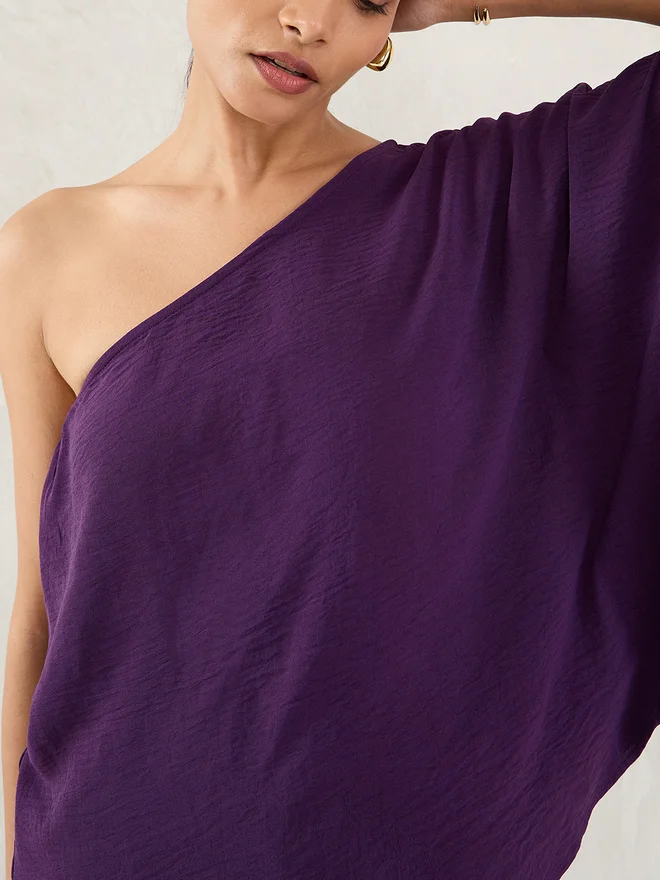 Femmella  Purple One Shoulder Top and Trousers Co-Ords for Women | Best Price UAE