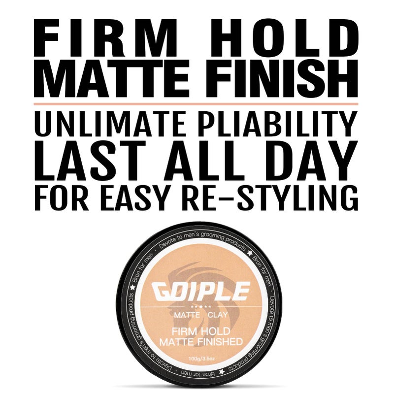 Goiple Hair Styling Clay, Matte Finish Hair Paste for Men, Water Based Matte Texture, Clay Pomade Ideal for All Men's Hair Types 100g (3.5oz) - Image 2