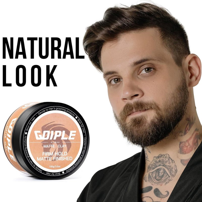 Goiple Hair Styling Clay, Matte Finish Hair Paste for Men, Water Based Matte Texture, Clay Pomade Ideal for All Men's Hair Types 100g (3.5oz) - Image 3