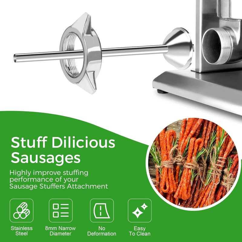 Wutfly 10mm Stainless Steel Sausage Stuffing Tubes and Sausage Stuffer Funnels for #5 Sausage Stuffers - Image 3