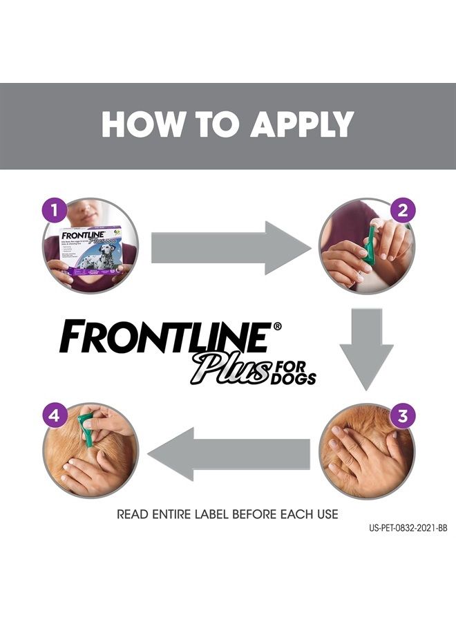 FRONTLINE Plus for Dogs Flea and Tick Treatment (Large Dog, 45-88 lbs.) 6 Doses (Purple Box)