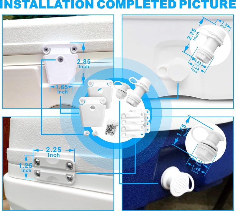 PICEBOM Cooler Replacement Parts Kit, Ice Chest Plastic Hinges, Latch Posts, Threaded, and Triple-Snap Drain Plug. Compatible With Igloo Cooler. Option for Repairing and Replacing Multiple Cooler Parts. - Image 3