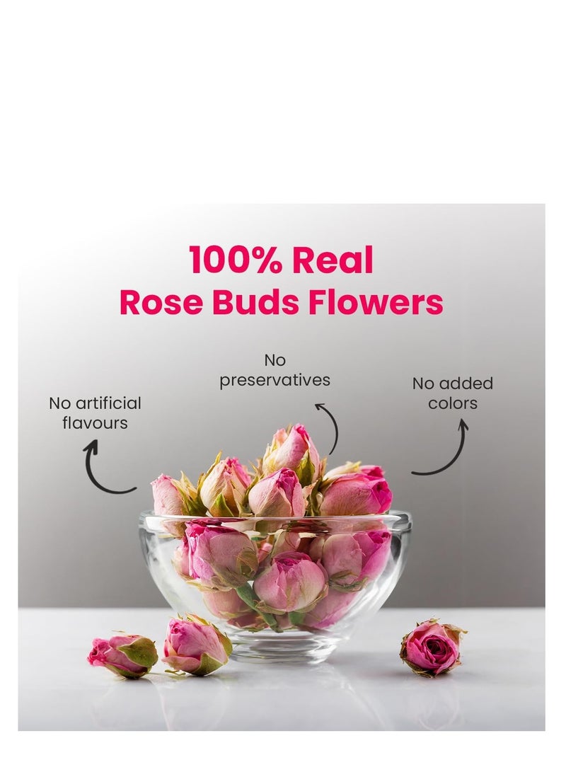 BLUE TEA - Rose Buds Tea - 30gm - 30 Cups | RICH VITAMIN-C | Beautiful Hair & Skin - Caffeine Free - 100% Natural - Flower Based - Herbal Tea - Non-GMO | Featured In Shark Tank | Pet Jar Pack - Image 2