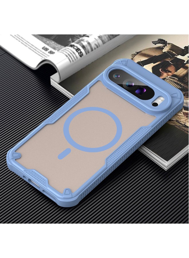 غطاء حمايه لهاتف جوجل بيكسل 9 برو اكس ال جراب ارمور مغناطيسي ياتي بحواف مرتفعة حول الشاشة وعدسة الكاميرا تساعد على منع الخدوش - ازرق - Image 2