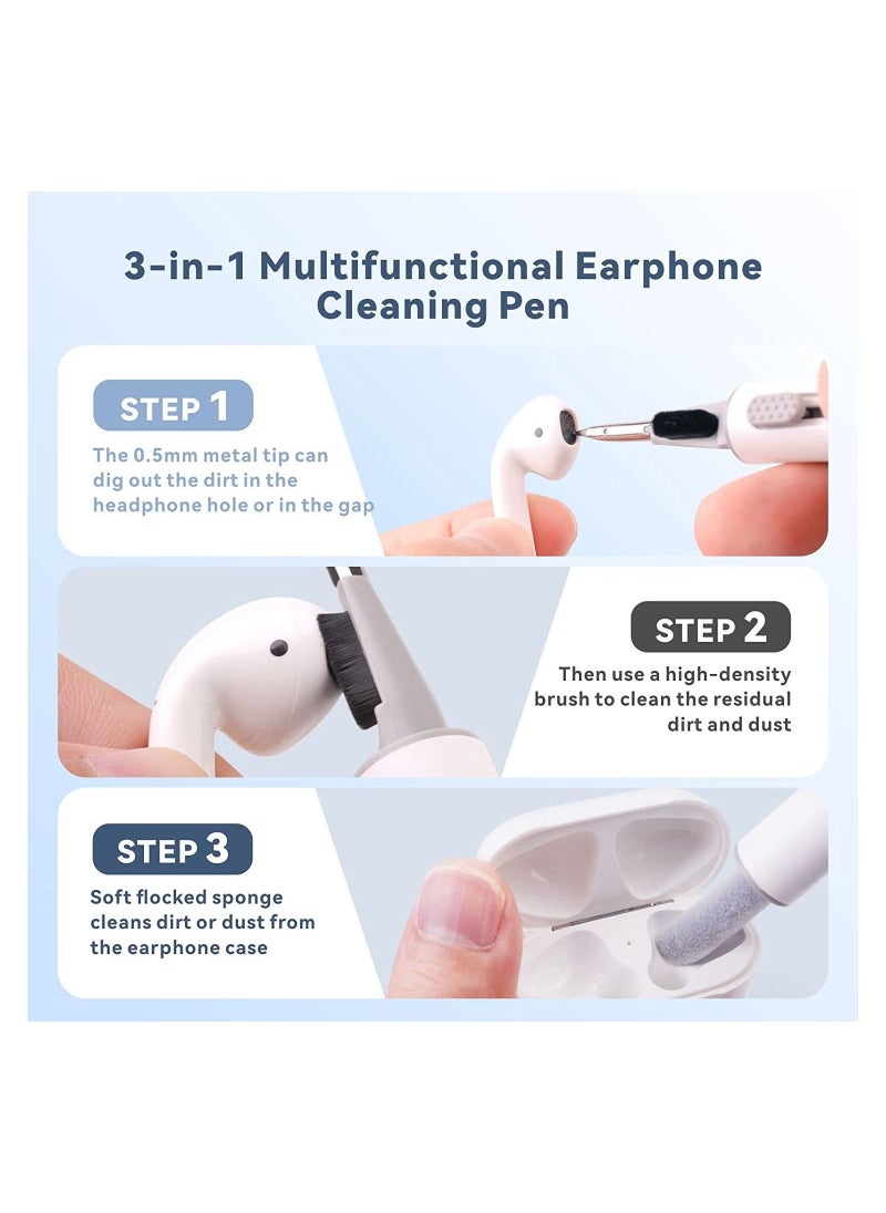 Generic - 3 in 1 Multipurpose Cleaning Pen For Airpods with 0.5mm Ultra-fine Metal Nib, Cleaning Kit Tool for Wireless Bluetooth Earphone,Mobile Phone - Image 1