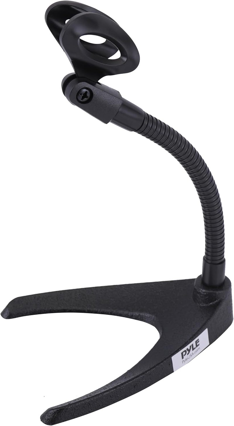 Pyle Desktop Microphone Stand with Flexible 8.2'' Gooseneck and Sturdy U Shape Base - Ideal for Tabletop Use - Image 1