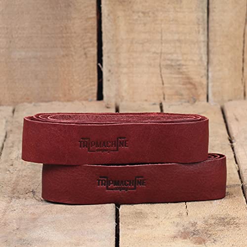 Trip Machine Company Motorcycle Handle bar Leather Grip Wraps - Universal Grips Accelerator Custom Cover wrap Set for Bike Handlebar (Cherry Red) - Image 2