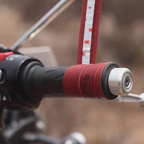 Trip Machine Company Motorcycle Handle bar Leather Grip Wraps - Universal Grips Accelerator Custom Cover wrap Set for Bike Handlebar (Cherry Red) - Image 5