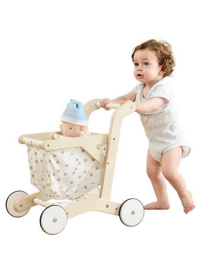 labebe Baby Push Walker Doll Stroller, Push Toy for Toddler, Shopping Cart for Girls and Boys 1 Years Old, Kids Stand Learning Walker, Wooden Play Wagon with Wheel, Larger Size 15.2 * 18.7 * 19.7 - Image 1