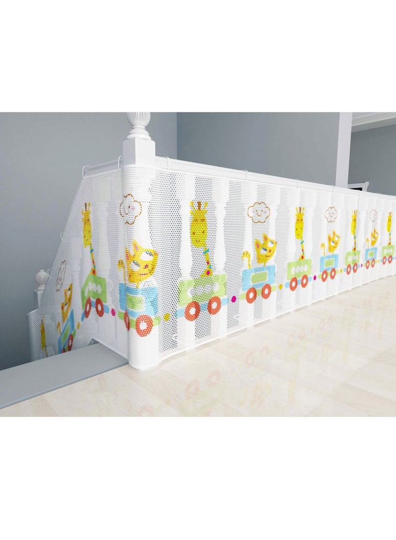 XiuWoo Child Safety Rail Net for Balcony Patios Railing and Stairs Security Guards Kids Pet Toy Both Indoors Outdoors 10ft x2.5ft Sturdy Mesh Fabric Material Multicolored - Image 2