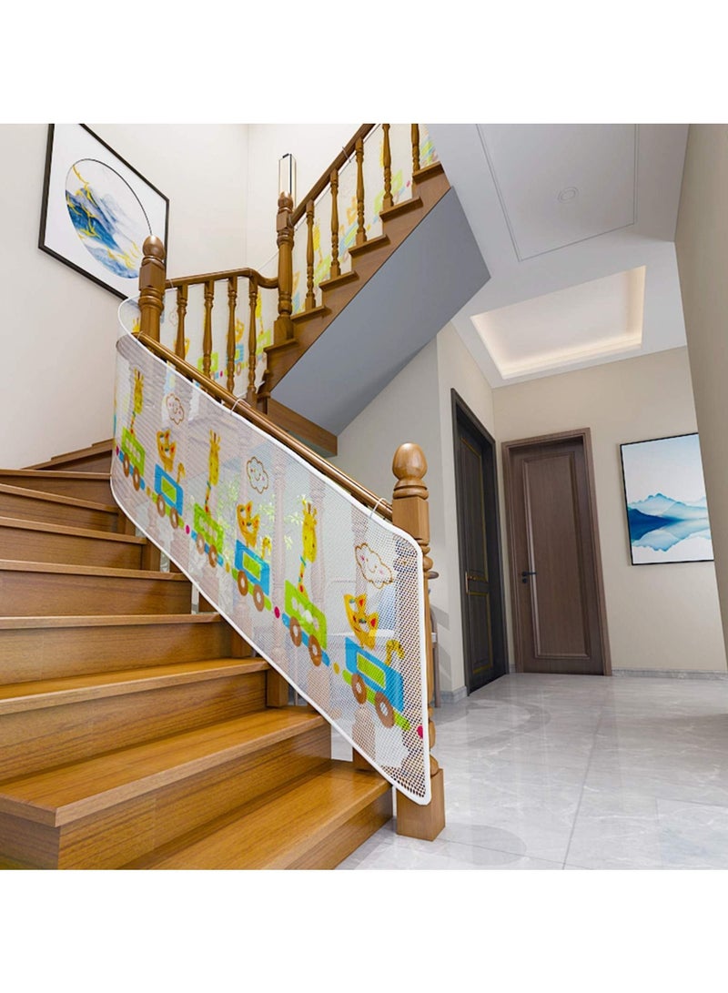 XiuWoo Child Safety Rail Net for Balcony Patios Railing and Stairs Security Guards Kids Pet Toy Both Indoors Outdoors 10ft x2.5ft Sturdy Mesh Fabric Material Multicolored - Image 3