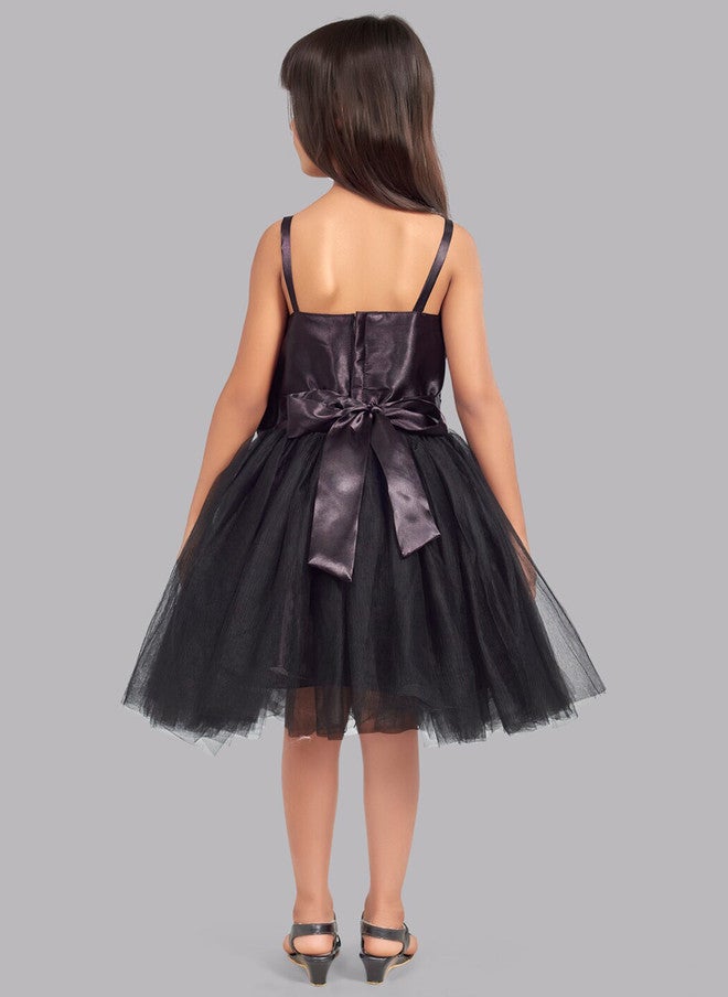 PinkChick فستان أسود مزخرف من التول بتصميم ضيق وواسع للفتيات - Image 5