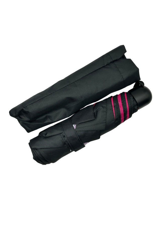 Smucci Compact Folding Umbrella – Sleek & Waterproof for Midday Moments | Wind-Resistant | Black Outside and Pink Inside - Image 3