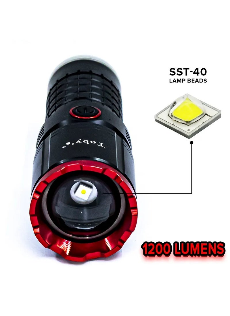 Toby's - Toby's New Super Bright Flashlight Retractable Zoomable Flashlight with 4 modes( Torch-110) - Image 1