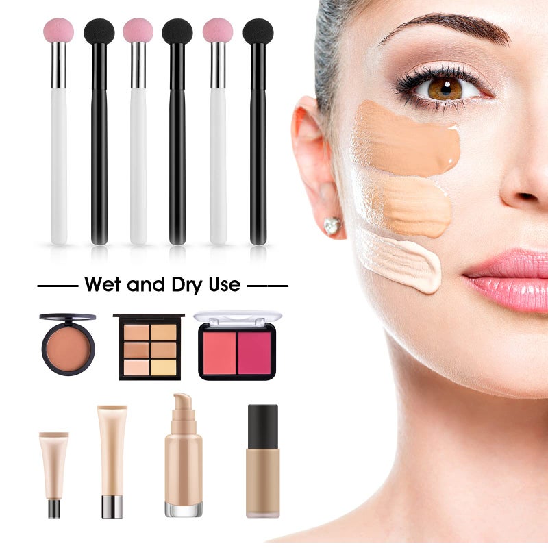 WLLHYF 6 Pieces Sponge Makeup Applicator Mushroom Powder Puff with Handle Concealer Powder Brush Eye Makeup Eyeshadow Sponge Brush Washable Foundation Brushes for Women Girls - Image 5