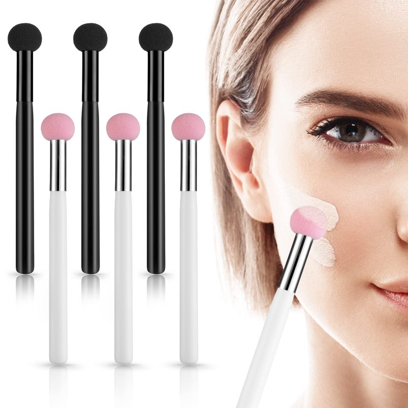 WLLHYF 6 Pieces Sponge Makeup Applicator Mushroom Powder Puff with Handle Concealer Powder Brush Eye Makeup Eyeshadow Sponge Brush Washable Foundation Brushes for Women Girls - Image 1