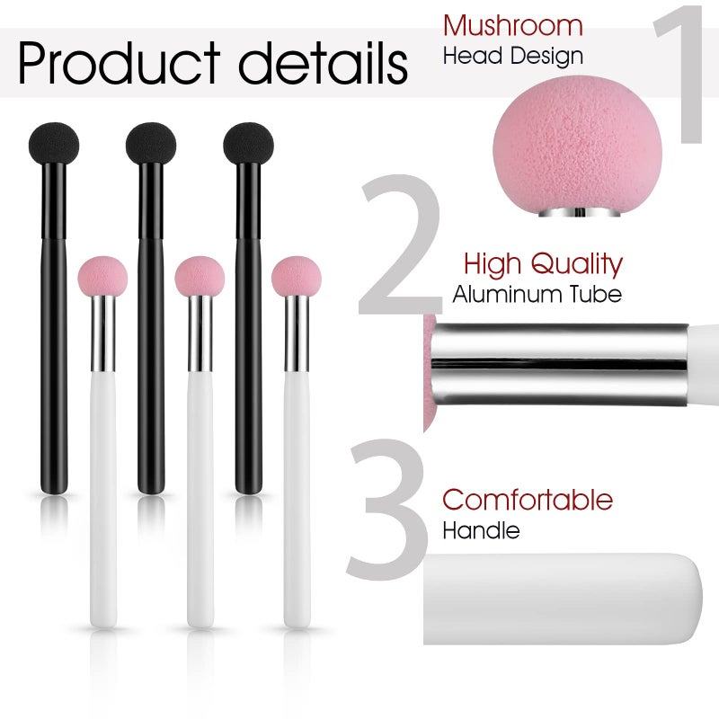 WLLHYF 6 Pieces Sponge Makeup Applicator Mushroom Powder Puff with Handle Concealer Powder Brush Eye Makeup Eyeshadow Sponge Brush Washable Foundation Brushes for Women Girls - Image 3