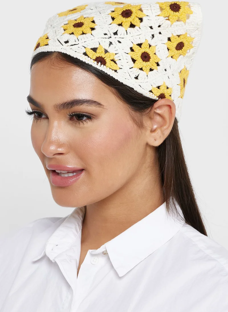 Ginger Daisy Crochet Bandana Scarf