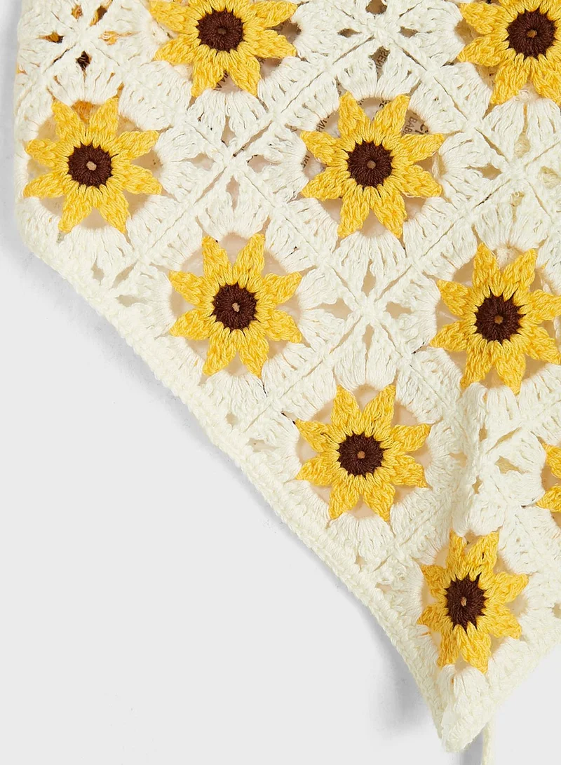 Ginger Daisy Crochet Bandana Scarf