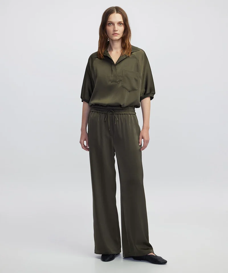 ابيكول Elastic Waist Wide Leg Trousers