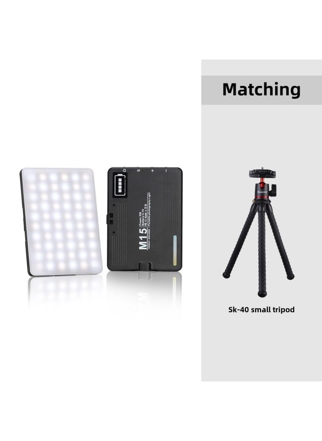 Generic Strict Selection Of RGB Fill Light Mobile Phone Live Fill Light Portable Pocket Light LED Full Color Live Fill Light-Light Source Color:M15+ Small Tripod Sk-40  - Image 1
