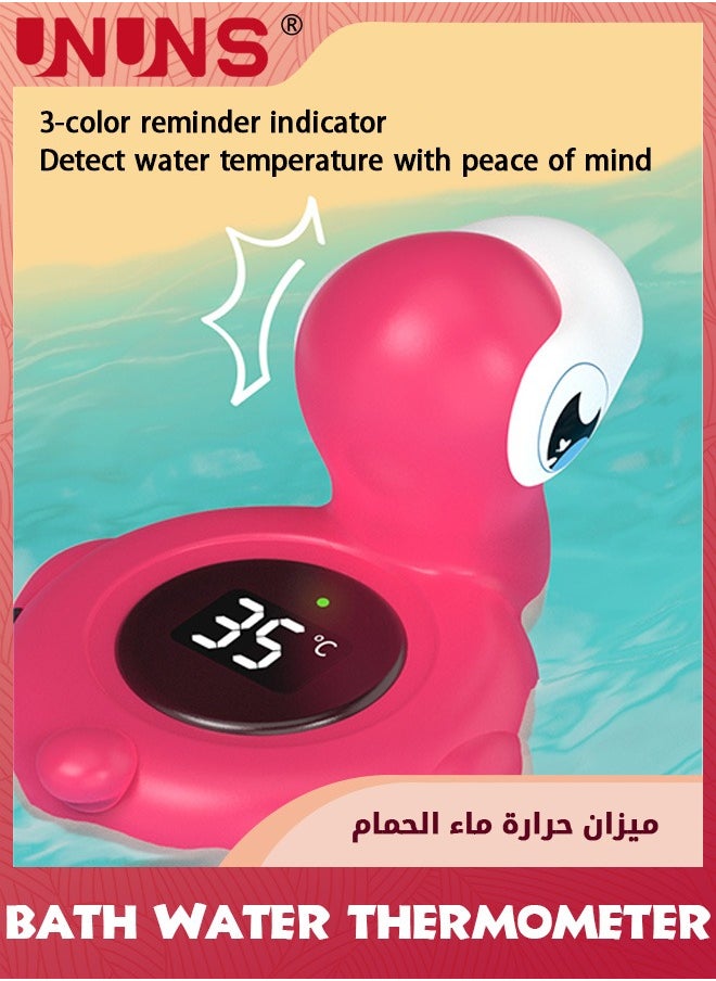 ميزان حرارة حمام الطفل، ميزان حرارة آمن على شكل طائر الفلامنجو، مع تحذير من درجة الحرارة، ذكي ودقيق، لعبة عائمة لحمام الأطفال، مقياس درجة حرارة حمام السباحة لحوض الاستحمام الساخن، ميزان حرارة مياه آمن للحمام للأطفال