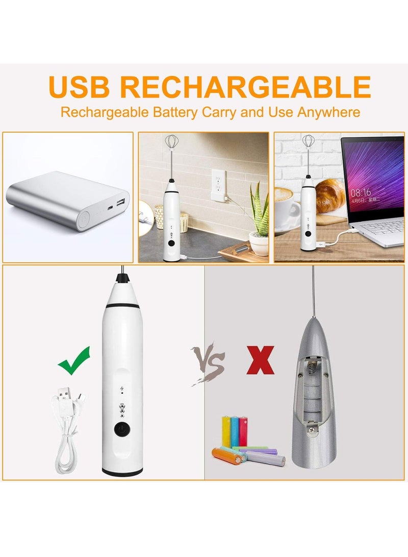 ماكدو جهاز إزباد الحليب المحمول باليد، خلاط مشروبات خفاقة قابلة لإعادة الشحن للقهوة مع الإستنسل الفني، رغوة صغيرة للكابتشينو والشوكولاتة الساخنة والمشروبات الغازية والشوكولاتة الساخنة وخفاقة البيض （الأبيض) - Image 4