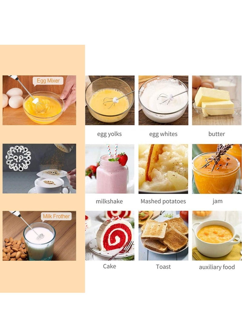 ماكدو جهاز إزباد الحليب المحمول باليد، خلاط مشروبات خفاقة قابلة لإعادة الشحن للقهوة مع الإستنسل الفني، رغوة صغيرة للكابتشينو والشوكولاتة الساخنة والمشروبات الغازية والشوكولاتة الساخنة وخفاقة البيض （الأبيض) - Image 5