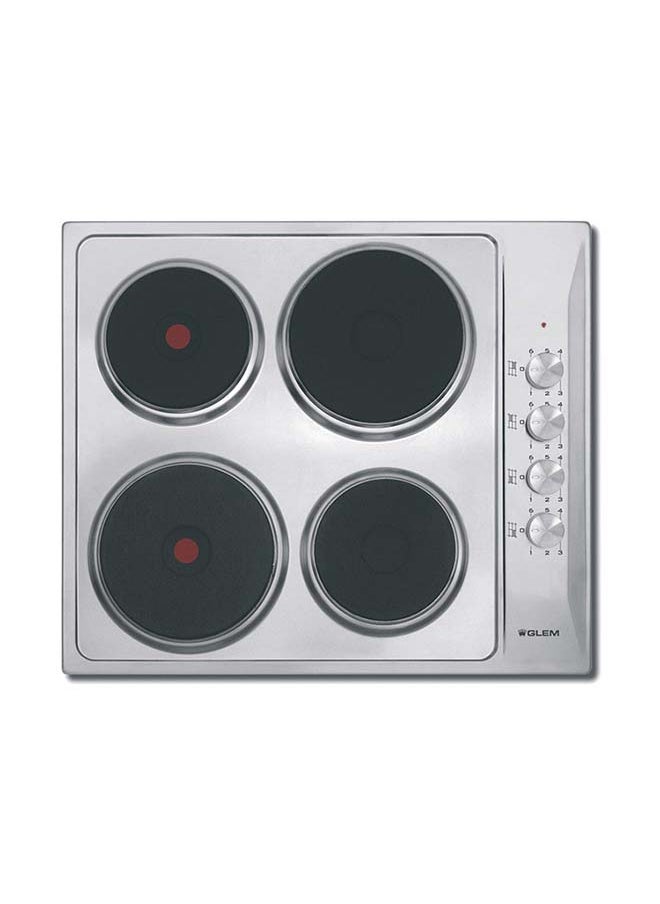 GLEMGAS Builtin Electric Hob 4 Electric Plates 58.5CM Side Control Steel  - Image 1