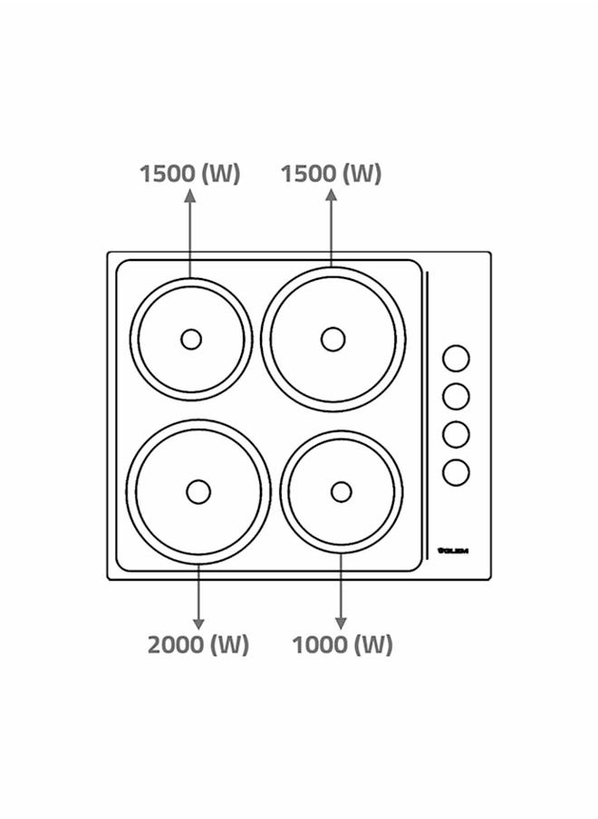 GLEMGAS Builtin Electric Hob 4 Electric Plates 58.5CM Side Control Steel  - Image 5