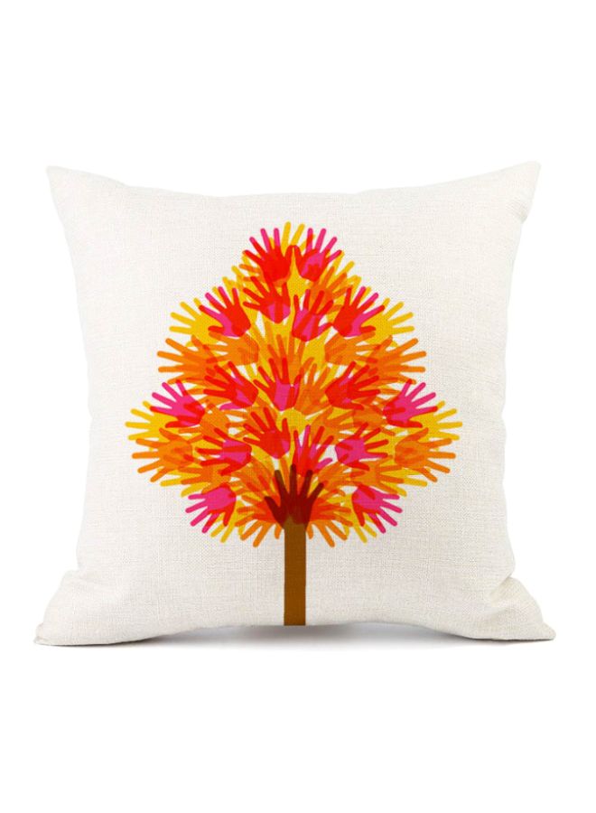 غطاء وسادة ديكور للزينة بتصميم شجرة أبيض/ برتقالي/ أرجواني 45x45سم