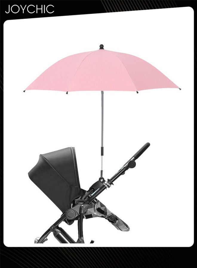 Joychic Baby Pram Parasol 50+ UV 85cm Stroller Umbrella with Adjustable Fixing Clamp for Pram Stroller Pushchair and Buggy Pink  - Image 1