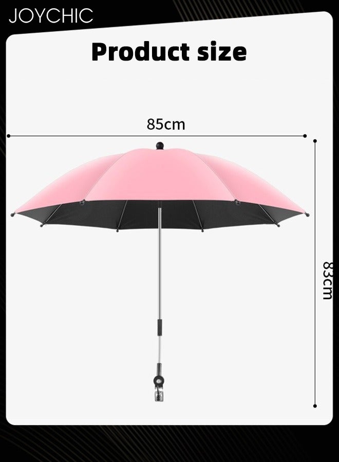 Joychic Baby Pram Parasol 50+ UV 85cm Stroller Umbrella with Adjustable Fixing Clamp for Pram Stroller Pushchair and Buggy Pink  - Image 5