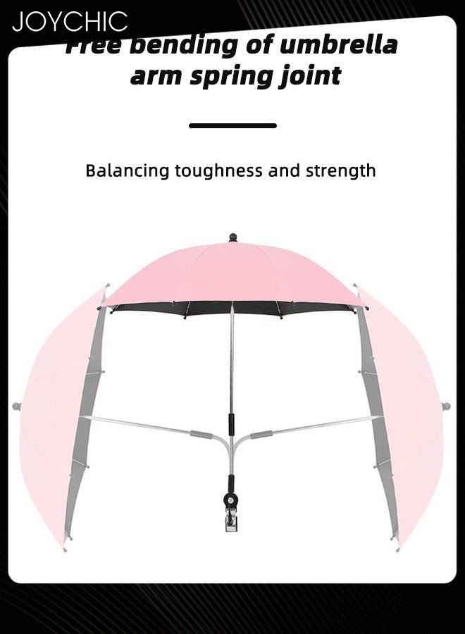 Joychic Baby Pram Parasol 50+ UV 85cm Stroller Umbrella with Adjustable Fixing Clamp for Pram Stroller Pushchair and Buggy Pink  - Image 3