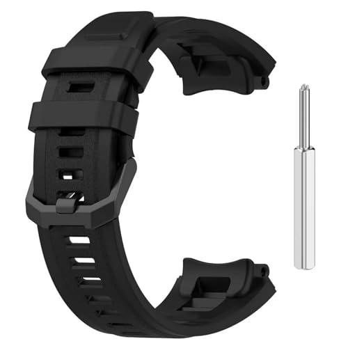 T TECLUSIVE Silicone Strap with Metal Tool Compatible with Amazfit T-Rex 2 | Adjustable Rubber Band with Updated Metal Installation Tool for T Rex 2 (Black) - Image 1