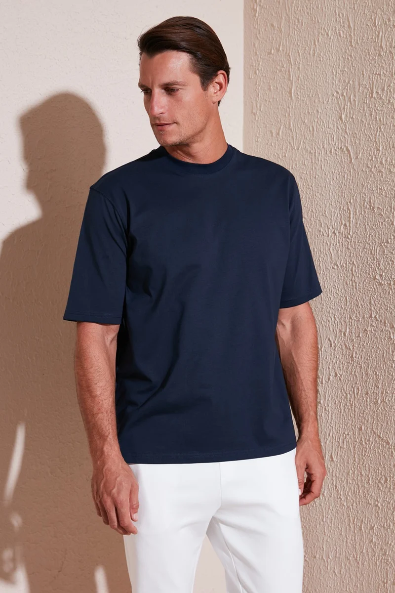 بوراتي Cotton Oversize Crew Neck Basic T Shirt Men's T Shirt 5902365
