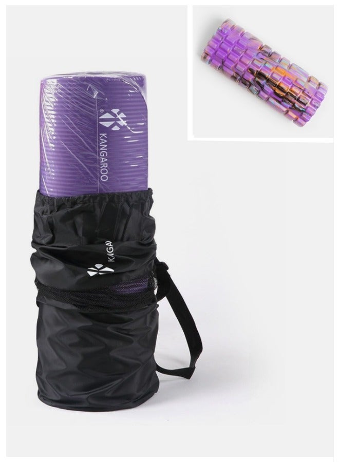 كانجرو مجموعة فرشة التمارين سمك 15 ملي بنفسجي مع فوم رولر ملونة بنفسجي