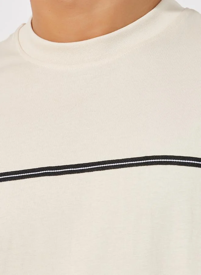 Styli Front Tape Compact Cotton Jersey Boxy T-Shirt