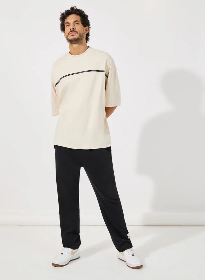 Styli Front Tape Compact Cotton Jersey Boxy T-Shirt