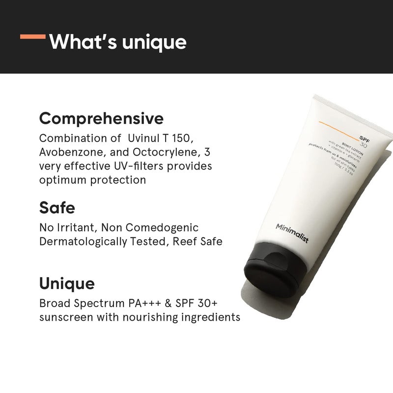 Minimalist SPF 30 Body Sunscreen UVA UVB Protection Nourishing Lotion Broad Spectrum PA Sunscreen for All Skin Types For Men Women 150 g - Image 5