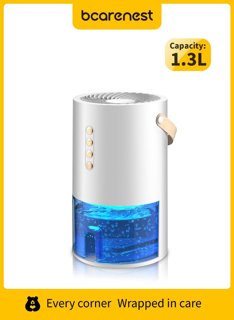 بكارنست مزيل رطوبة منزلي بخزان مياه سعة 1.3 لتر، مناسب لغرف النوم والحمامات. يتميز بخاصية إزالة الرطوبة الذكية، وإضاءة RGB، ومستوى ضوضاء منخفض، وثلاثة أوضاع مؤقت. مثالي للاستخدام العائلي. - Image 2