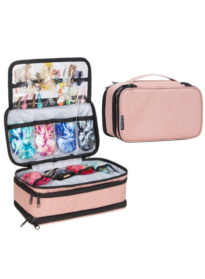 KISLANE Baby Girl Hair Accessories Storage Bag Soft Headbands Holder Barrette Bows Hair Ties Pins Clips Storage Bag For Girls Baby Mittens Storage Travel Bag With Multi Compartment  - Image 1